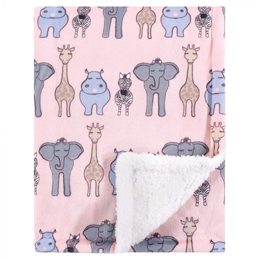 Baby Girls Pink Super Soft Sherpa Backed Bunny Design Pram Car Blanket Wrap 