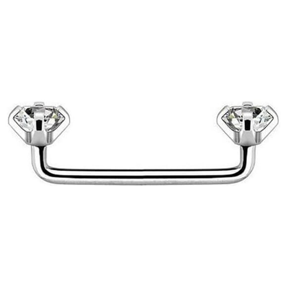 BodyJewelryOnline Surgical Steel 14g Staple Surface Barbell Clear CZ Body Piercing Jewelry for Women