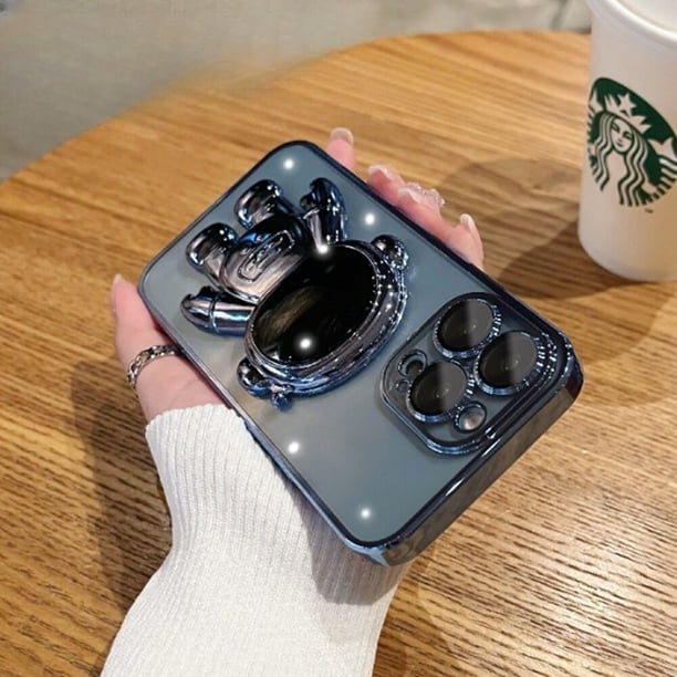 Funda con soporte plegable de astronauta brillante para iPhone 13, 12, 11 Pro, Xs Max, 12, 13, Mini, 14 Pro, Max, 6, 7, 8 Plus, XR, X, 6D Fivean unisex