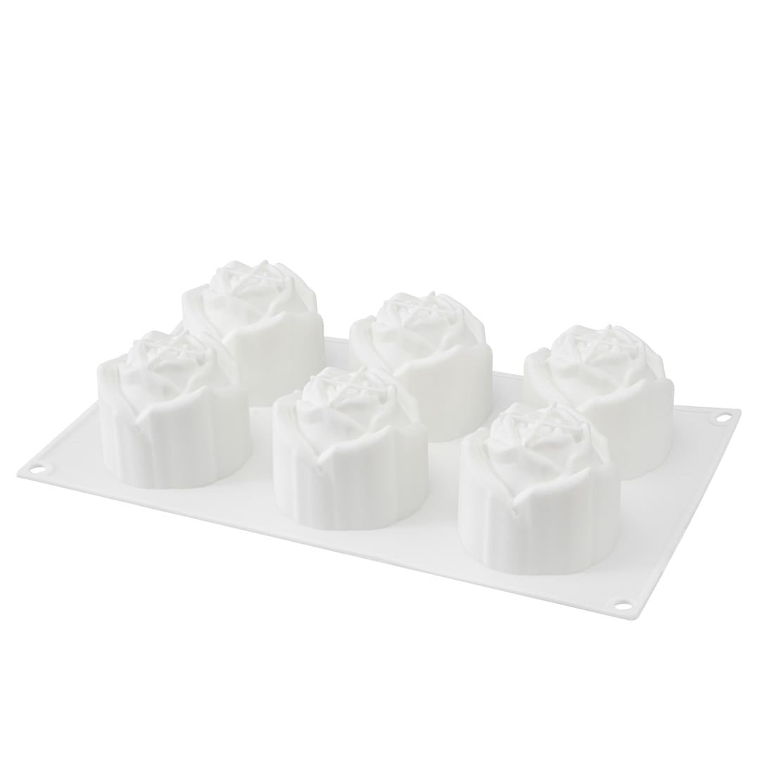 Restaurantware Pastry Tek Silicone Spiral Baking Mold - 6-Compartment - 10 Count Box, White