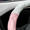 thumbnail image 4 of Soft Microfiber Leather Steering Wheel Cover, Universal 15 Inch for Women, Fit Vehicles Sedans SUVs Vans Trucks, Light Pink White, 4 of 9