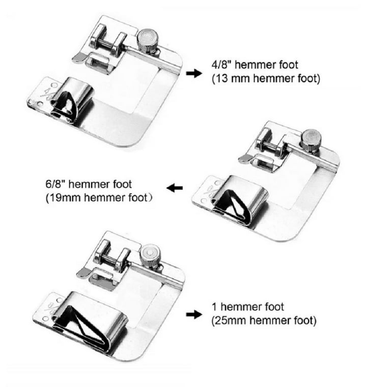 Domestic Sewing Machine Foot Presser Rolled Hem Feet Set for Brother Singer  B3C