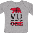 thumbnail image 4 of Inktastic Plaid Bear Wild and 1 with Arrow Boys or Girls Long Sleeve Baby Bodysuit, 4 of 5