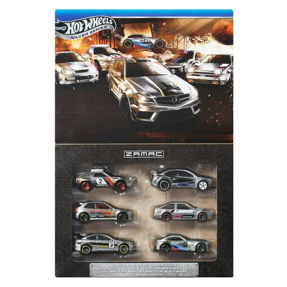 Hot Wheels 1:64 Scale Die-Cast Toy Cars & Trucks, Set of 6 Zamac Vehicles (Styles May Vary) [Walmart Exclusive]