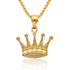 10K Solid Yellow Gold Royal Princess Crown Necklace Chain Pendant Charm