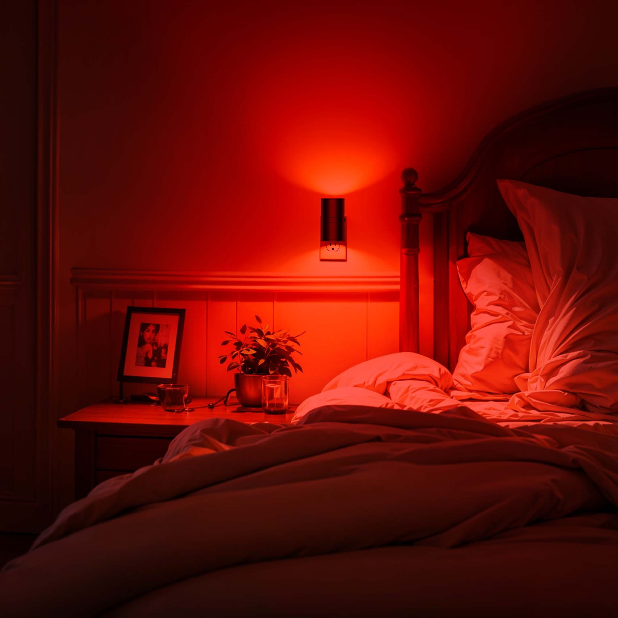 LOHASLED 2 Pack Black Dimmable Red LED Night Light with Light Sensor, Plug In