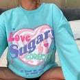 thumbnail image 6 of CANKER Women Love Sugary Letters Texture Print Sweatshirt Harajuku Candy Color Long Sleeve O-Neck Oversized Loose Pullover Tops, 6 of 19