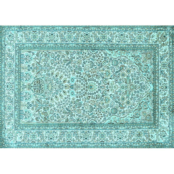 Ahgly Company Indoor Rectangle Persian Light Blue Traditional Area Rugs, 4' x 6'