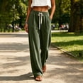thumbnail image 6 of ZHYou No Boundarie Womens Pants Corduroy Drawstring Wide Leg Elastic High Waisted Soft Knit Loose Fit Casual Trousers with Pockets,Army Green,Size 3XL, 6 of 8