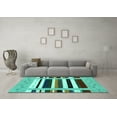 thumbnail image 3 of Ahgly Company Machine Washable Indoor Square Abstract Turquoise Blue Contemporary Area Rugs, 7' Square, 3 of 4