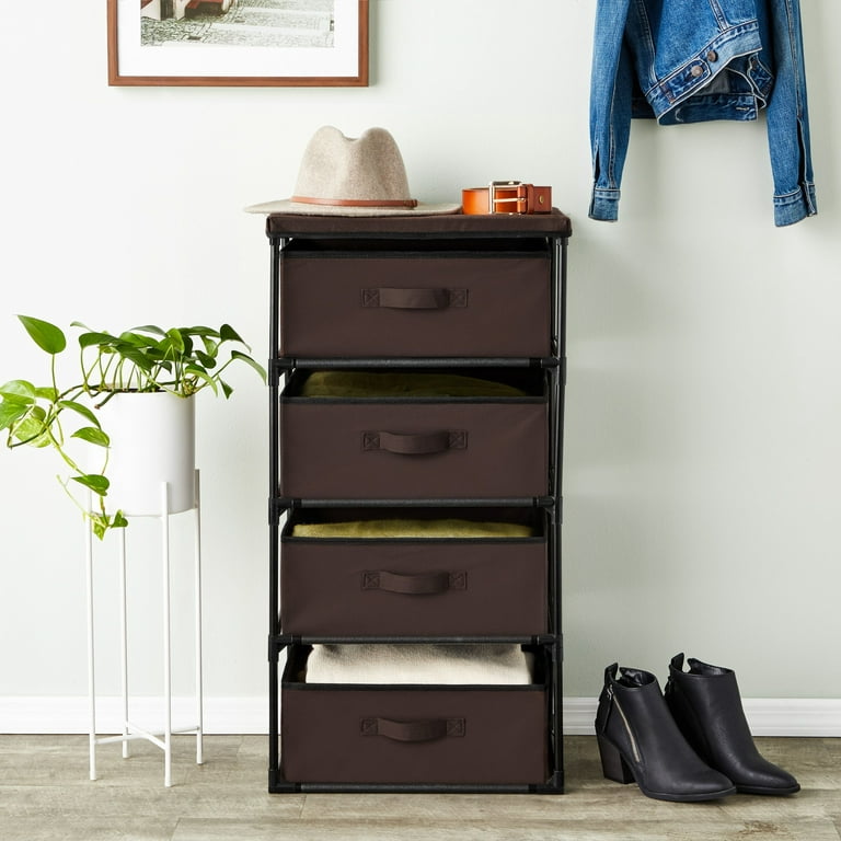 4-Tier Dresser Drawer Organizer, Storage for Clothes (16.5 x 13 In, Brown)