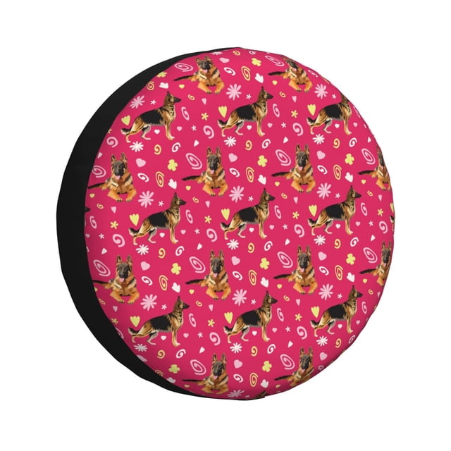 Fotbe German Shepherd Dog Funda de Llanta de Repuesto con Estampado, Engrosada, Ajuste Universal para Jeep, Remolque, RV, SUV, Camión-15 inch