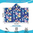 thumbnail image 2 of Pioneer Flower Floral Print Pattern Hooded Bath Towel，50"x30" for Ages 3 To 12 Kids, Quick Dry Lightweight Soft Microfiber Hood Beach Towel Cover Up for Kids, 2 of 7