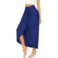 thumbnail image 4 of MRULIC skirts for women Women's Casual Slit Wrap Asymmetrical Elastic High Waist Maxi Draped Solid Skirt Blue + XXL, 4 of 8
