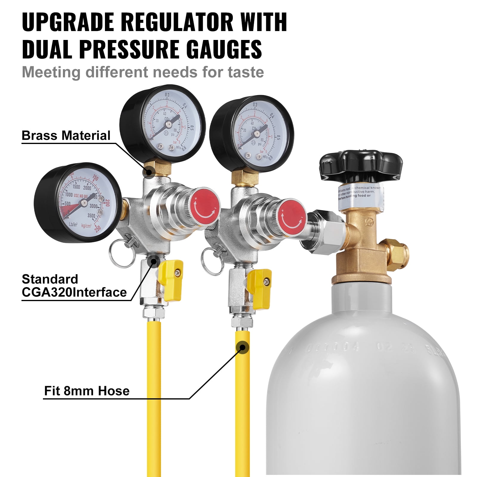 KFFKFF Draft Beer Homebrew CGA320 CO2 Regulator Gauge with Check Valve
