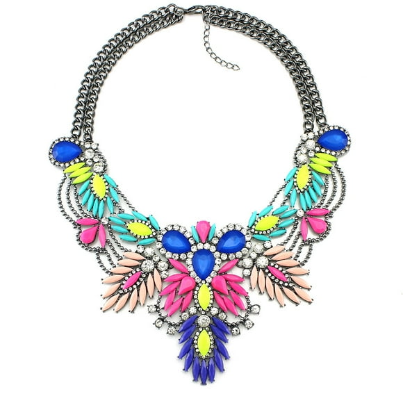 Colorful Resin Bubble Bib Statement Necklace Bohemian Chunky Collar Jewelry