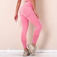 thumbnail image 7 of QLEICOM Womens Yoga Pants Capri Leggings Pure Color Hip-lifting Sports Fitness Yoga Leggings Running High-waist Workout Leggings Athletic Pants Tummy Control Leggings Pink M, 7 of 7