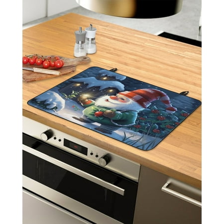 

Christmas Stove Top Covers for Electric Stove Heat Insulation Fireproof Glass Cooktop Cover Counter Top Glass Stove Cover for Prevent Scratches 36 x21 Xmas Santa Poinsettia Winter Snowflake