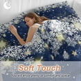 thumbnail image 4 of Winter Snowflakes Bright Bedding Duvet Cover Set Queen Size 4 Pieces Yellow Christmas Star Xmas Navy Blue Bedding Set with Zipper Closure,1 Comforter Cover 90x92 Inches 1 Flat Sheet & 2 Pillow Cases, 4 of 7