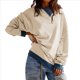 thumbnail image 1 of Sudadera Informal con Bloques de Color para Mujer, Larga, Cuello Redondo, Corte Holgado Albaricoque L, 1 of 8