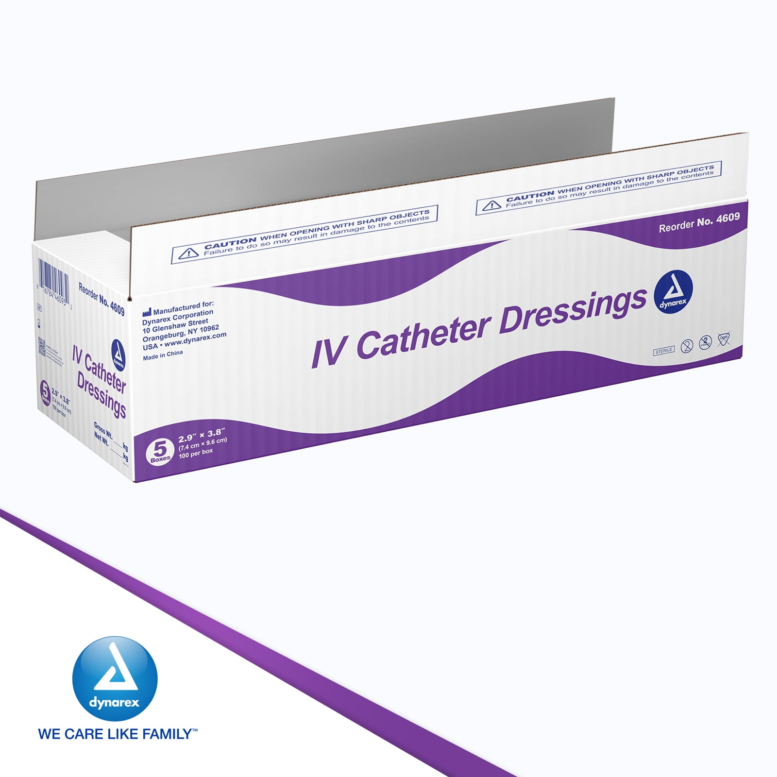 Dynarex IV Catheter Dressing - Sterile Foam Waterproof Bandage with Clear Window - Transparent Adhesive Dressing for Securement of Tubes, IVs, Drains - Extra Strip for Labeling - 2.9 x 3.8”, 500 Count