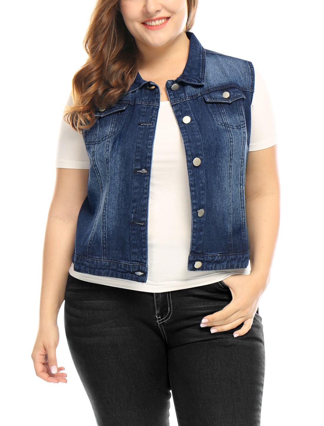Unique Bargains Women's Plus Size Slim Denim Vest Walmart Canada