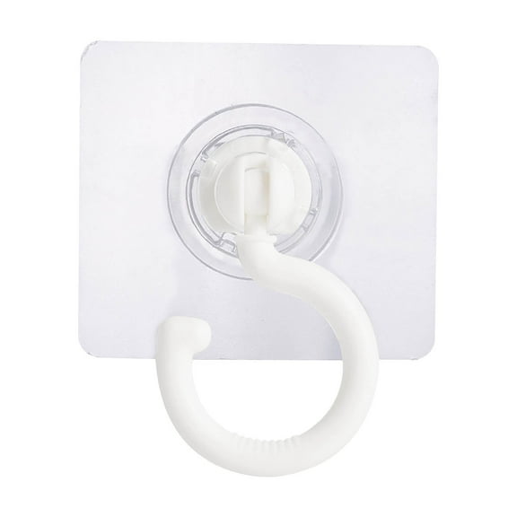 360-Degree Rotating Punch-Free Adhesive Hooks for Heavy-Duty Wall Hangers White