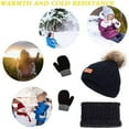thumbnail image 2 of Morttic 3Pcs Toddler Boys Girls Winter Beanie Hat Scarf Gloves Set, Kids Warm Fleece Lining Hat Beanie Sets For age 2-6 Years (Black), 2 of 7