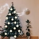 thumbnail image 5 of Adornos navideños, adornos navideños, regalos navideños, bola navideña flocada, colgante de decoración navideña de franela roja vino, bola colgante de árbol de Navidad pintada, bola colgante decorativ, 5 of 6