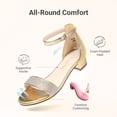 thumbnail image 4 of DREAM PAIRS Girls' Strappy Flat Sandals, Elegant T-Strap Summer Dress Shoes with Metallic Ball Accent, Comfortable Adjustable Ankle Strap Sandals for Little Kid/Big Kid, 4 of 6