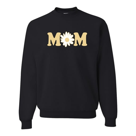 Wild Bobby, Mom Daisy Mother's Day Unisex Crewneck Sweatshirt, Black, Small