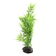 thumbnail image 2 of REGALWOVEN Green Plastic Bamboo Leaves Plant Aquarium Tank  Decor w/ Ceramic Base, 2 of 3