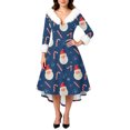 thumbnail image 4 of Christmas Dresses for Women Women's Fashion Elegant Autun And Winter Long Sleeve V-Neck Christmas Print Dress for Holiday Party,Royal Blue,L, 4 of 5