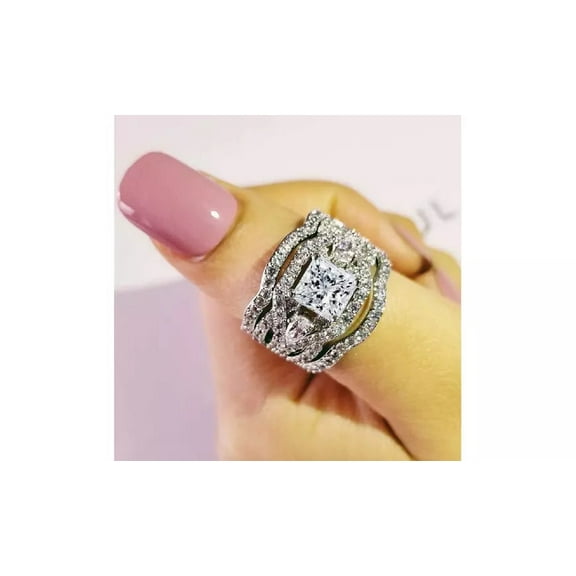 Bluebell Jewels Premium 14K Yellow Gold Finish Trio Ring Set – Sparkling CZ Elegance