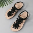 thumbnail image 3 of WIZUTIZ Thong Sandals for Women Beach Sandals for Women 2025 Comfort Casual Elastic Flowers Sandals Pull-On Summer Shoes Mid Heel (2"-3") Medium Solid Sandals for Ladies Weekend Black, 3 of 6