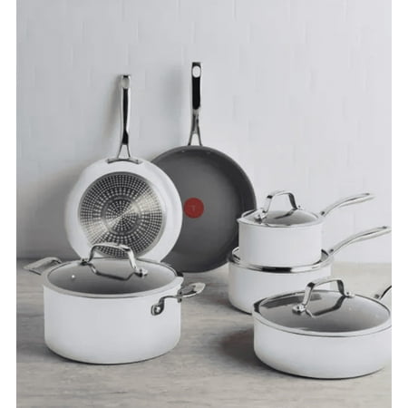 T-fal Excellence Ceramic Non-Stick Cookware Set, 10-Piece - White ‼️has stains and could have missing pieces ‼️