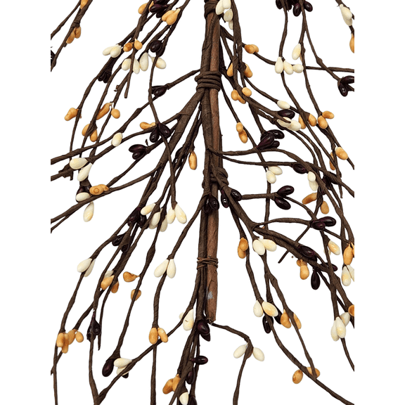 EV-C26 Primitive Pip Berry Garland in Mustard, Burgundy and Cream Color - 5 foot / 60 inches Length, All Season Color Garland, Home Décor, Wedding, Fireplace, Kitchen and Dining Table Décor