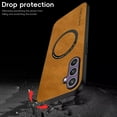 thumbnail image 5 of Feishell Designed for Samsung Galaxy A15 Luxury Premium PU Leather Case [Compatible with Mag-Safe] Shockproof Back Support Magnetic Car Mount Slim Protective Phone Case for Men Women, Brown, 5 of 10