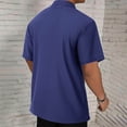 thumbnail image 5 of Men's Casual Short Sleeve Button Down Collar Shirt Solid Color Polyester Comfortable Daily Wear, 5 of 6