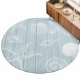 thumbnail image 2 of Small Round Rug 3Ft, Ocean Beach Non-Slip Washable Circle Rugs Carpet, Summer Coastal Starfish Shell Conch Wooden Green Indoor Outdoor Rug Floor Mats Throw Runner for Bedroom Living Room Bathroom, 2 of 8