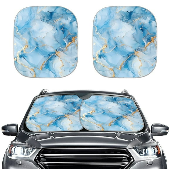 Yuyamidu Blur Marble Print Car Sun Shade Windshield Accessories Fashion Sun Shade Windshield for Auto SUV Truck Sedan 2 Pieces Easy to Install Car Front Window Shades