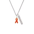 thumbnail image 2 of Delight Jewelry Silvertone Orange Ribbon Silvertone Balance Bar Charm Necklace, 23", 2 of 4