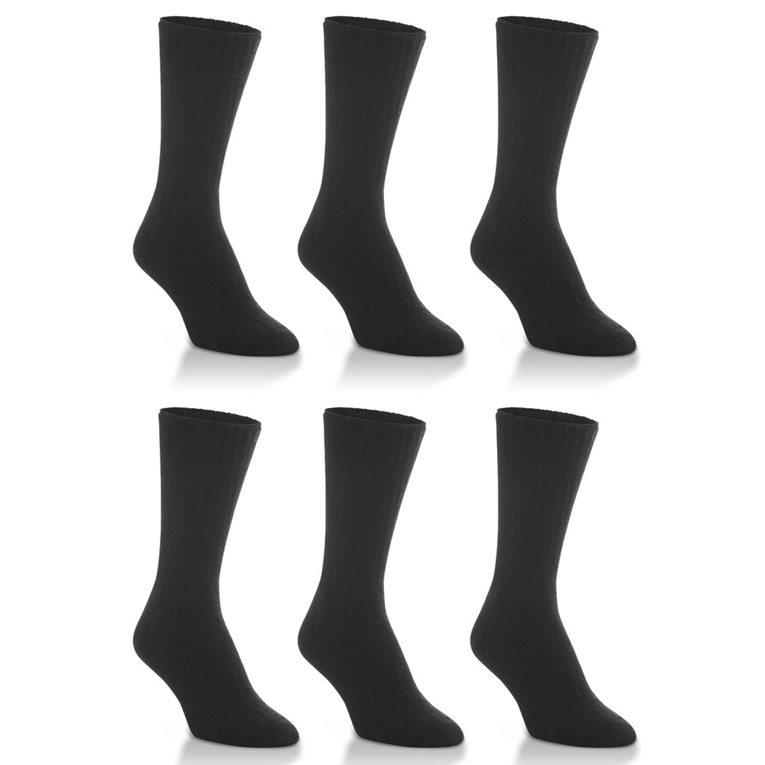 Worlds Softest Socks Classic Collection Large Black Crew Cut (6Pack)