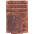 TRAHOOMen's FullGrain Leather Slim Wallet with Money Clip RFID