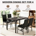 thumbnail image 2 of Modern Dining Table Set for 4, SYNGAR Faux Marble Table and PU Leather Upholstered Chairs Set, 5 Piece Kitchen Dining Set, Dining Table and Chairs Set for Small Space, Breakfast Nook, Black, 2 of 8