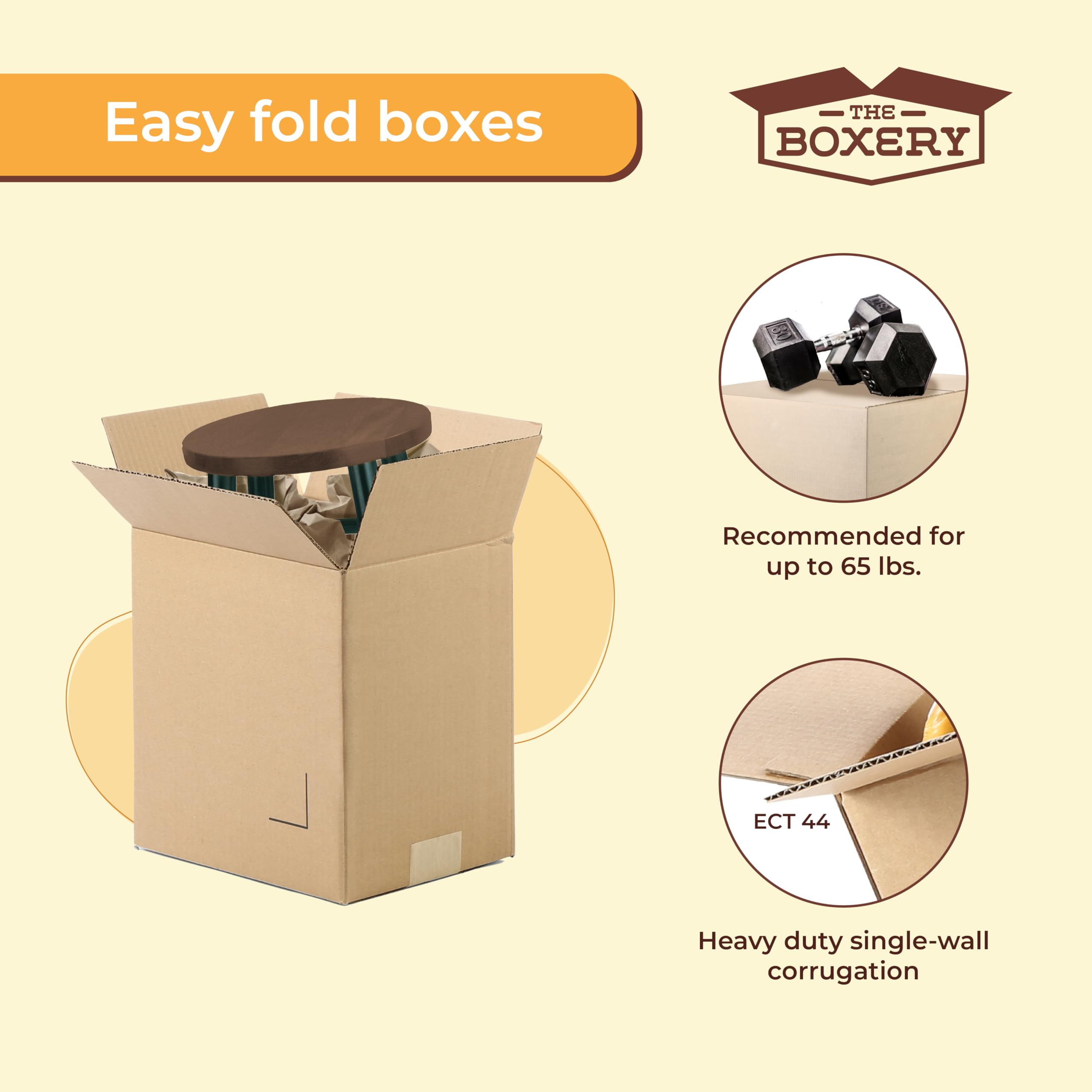 The Boxery 16 x 14 x 10 Inches Heavy Duty Grade ECT44, Brown/Kraft Corrugated Cardboard Shipping Boxes 25-Pack |Mailing, Packing, Moving & Storage for Business/Home-Recyclable - Made in the USA