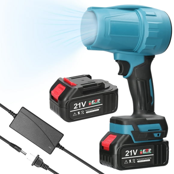 TFixol High-Power Lithium Battery Turbo Blower with Makita Compatibility - Versatile Handheld Duct Fan for Industrial Cleaning, Keyboard Dusting, and Vehicle Drying (Includes 2 Batteries & Charger,