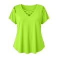 thumbnail image 4 of RUTAYY Women's T-Shirt Elegant Plus Size V-Neck Short Sleeve Tee Shirts Solid Color Strap Detail Casual Tops Fashion Resort Tees, 4 of 4