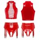 thumbnail image 3 of Conjunto de lencería Sexy de charol para mujer, ropa de discoteca de látex, Top corto sin mangas con cordones en la parte delantera y liguero con hebilla sin entrepierna, 3 of 5