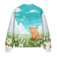 thumbnail image 5 of COEQINE Women's Bomber Jacket Full Zip Relaxed Fit Cardigan Jacket Fall Winter Trendy Coats with Pockets, Casual Varsity Shacket Coats Streetwear, Medium, Capybara Daisy Meadow, 5 of 7